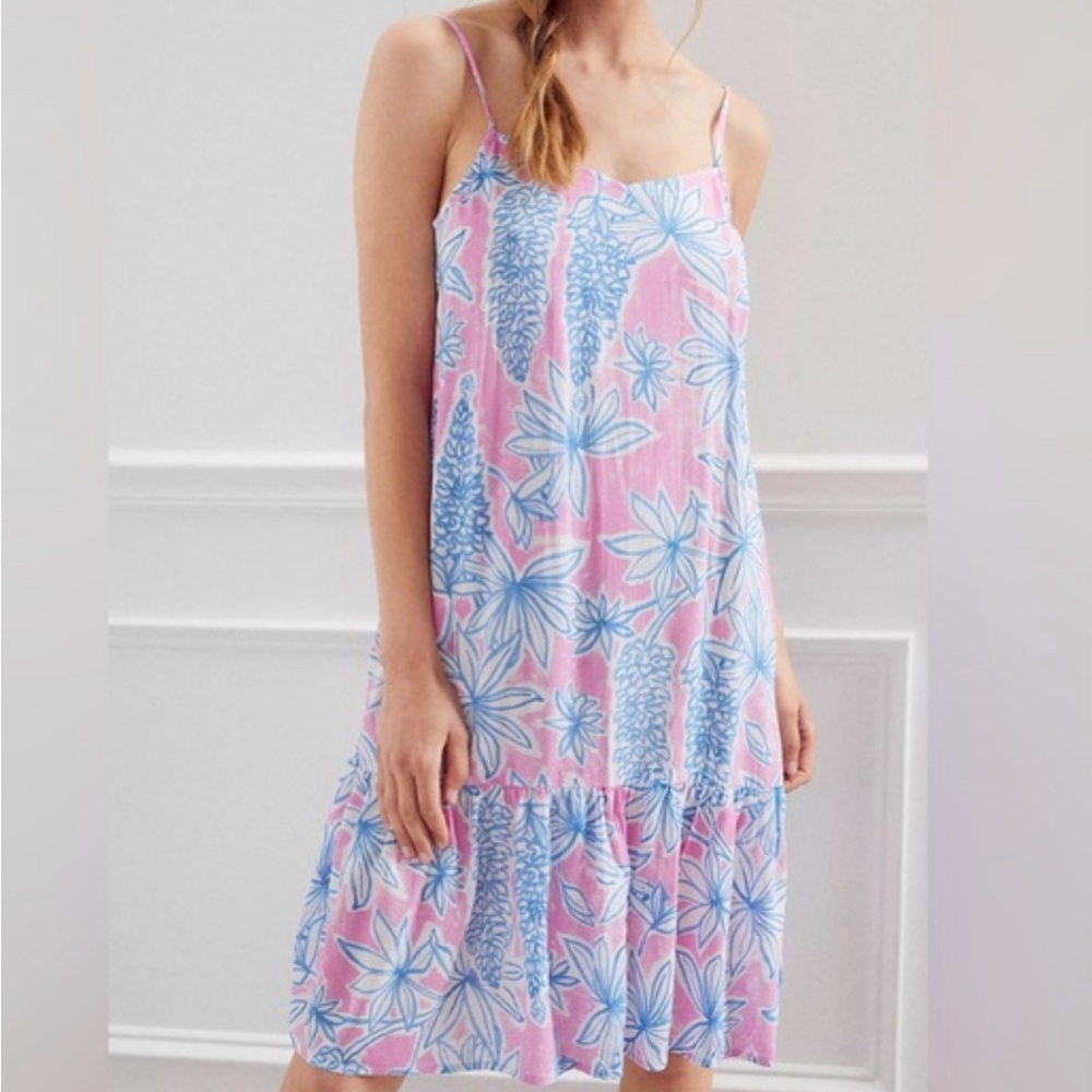 Anthropologie Pink and Blue Floral Mini Dress